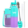 WEREWOLVES Insulated Water Bottle with Straw Lid & Handle Lid Stainless Steel Water Bottle with Carrier Bag Holder Reusable Vacuum Narrow Mouth Leak-Proof Bottle for Biking