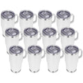 VEGOND 20 oz Tumbler Bulk with Handle Lid and Straw Stainless Steel Insulated Travel Coffee Mug Set Spill Proof Double Wall Metal Tumblers Cups New White 12 Pack
