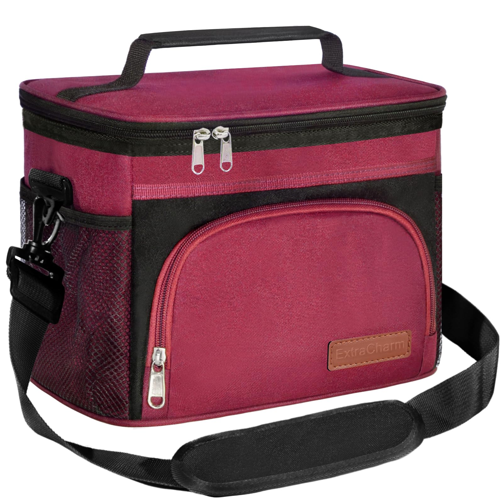 ExtraCharm Insulated Lunch Bag for Women/Men - Reusable Lunch Box for Office Picnic Hiking Beach - Leakproof Cooler Tote Bag Organizer with Adjustable Shoulder Strap for Adults