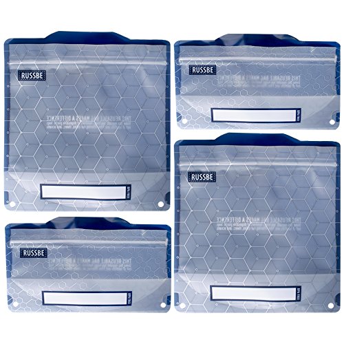Russbe Metallic Hexagrid Reusable Snack & Sandwich Bags (Set of 4) Blue