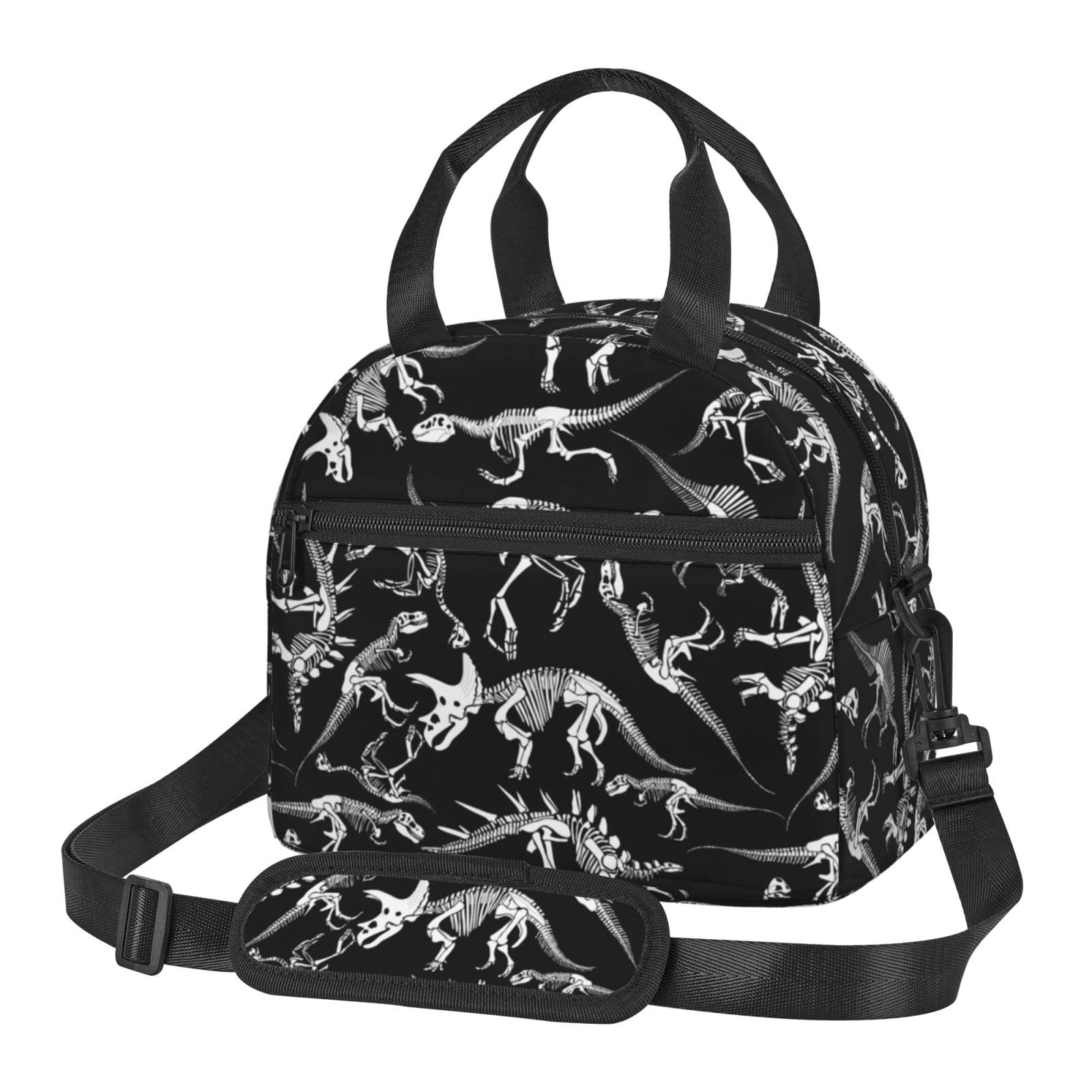 bassyil Dinosaur Insulated Lunch Bag Reusable Lunch Box With Adjustable Shoulder Strap Cooler Tote Bag For Men Women