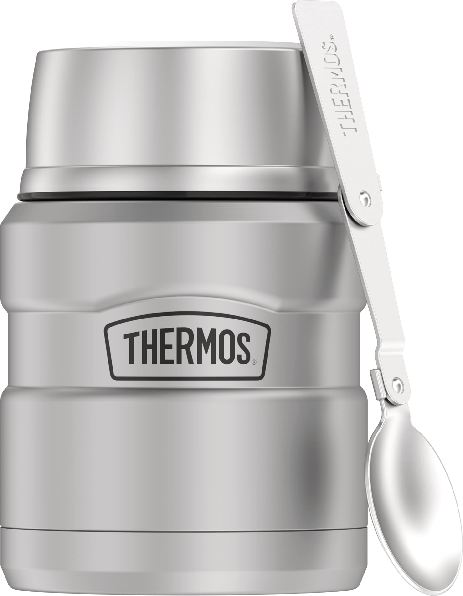 THERMOS Stainless King Vacuum-Insulated Food Jar with Spoon 16 Ounce Matte Stainless Steel