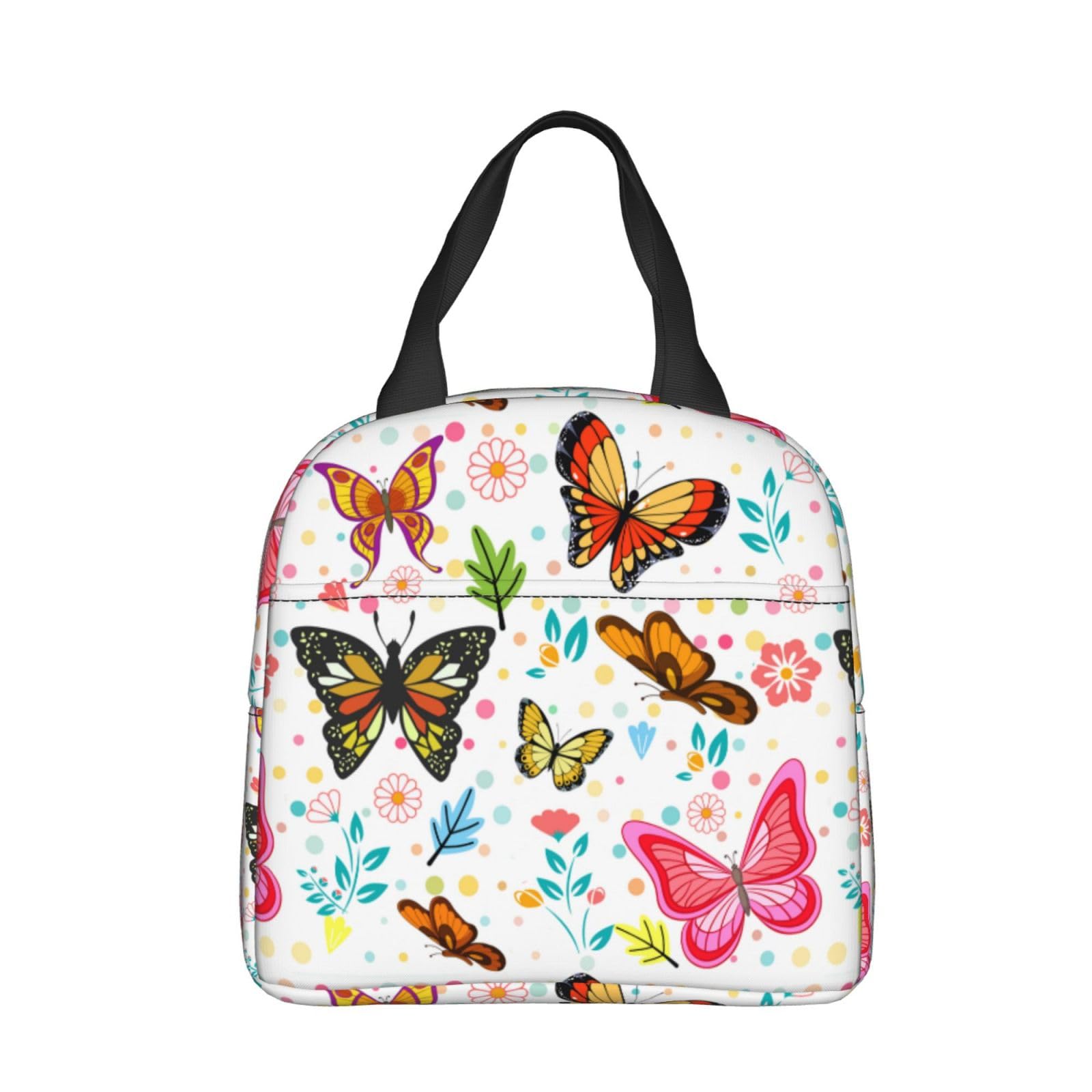 BLUBLU Insulated Lunch Bag for Women Cooler Tote Reusable Lunch Box Container For Work Office Travel Picnic Butterfly