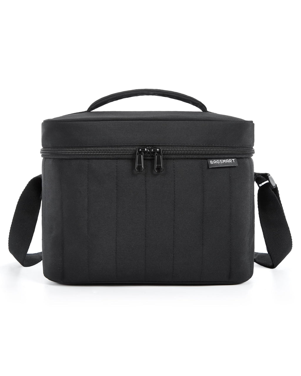 BAGSMART Lunch Box for Women Insulated Lunch Bag Cute Puffer Lunch Tote Bags Lightweight Quilted Reusable Cooler for Work Picnic Travel Black