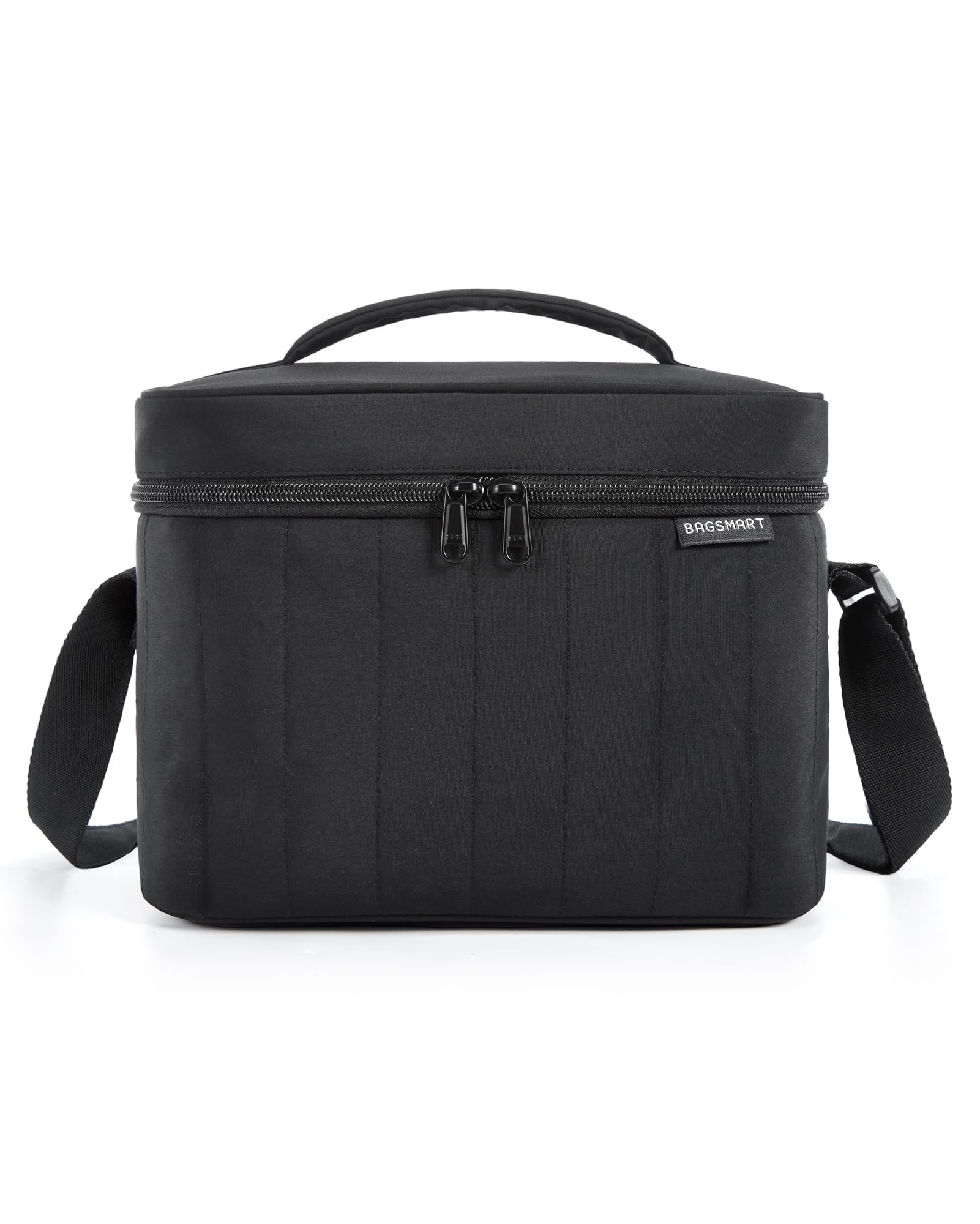 BAGSMART Lunch Box for Women Insulated Lunch Bag Cute Puffer Lunch Tote Bags Lightweight Quilted Reusable Cooler for Work Picnic Travel Black