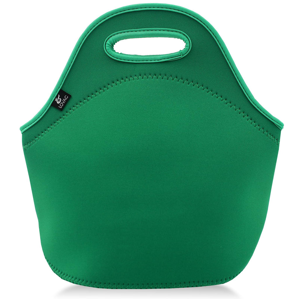 LOVAC Neoprene Lunch Bag Thick Insulated Lunch Bag - Durable & Waterproof Lunch Tote With Zipper For Outdoor Travel Work (Green)