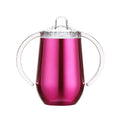 Buumin Stainless Steel Straw Sippy Cup with Handles & Silicone Lids10 oz BPA Free Double Wall Vacuum Insulated Sippy Cup Mug Tumbler Toddler Straw Cups for boys and girls Non-Spill Sippy Cups