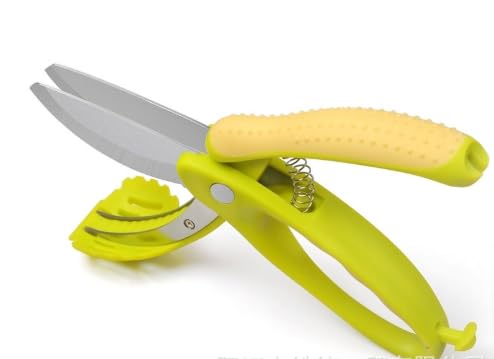 ALEXPHY Salad Scissors Salad Chopper with Double Blades Lettuce Chopper Lettuce Scissors for Chopped Salad Chopped Salad Chopper Tool for Tossing and Chopping in Salad Bowl (Yellow)