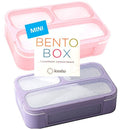 Kids Glitter Snack Container - Mini Bento Lunch-Box Small Leakproof Container Boxes for Toddlers Girls Snacks Lunches 3 Compartment - School Daycare Portion Containers Pink Purple Sparkle Set of 2