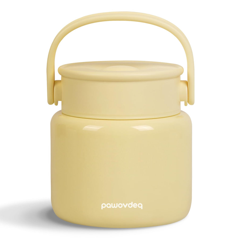 Pawovdeq Adults Bento Soup Thermos for Hot Food Stainless Steel Thermal Lunch Container with SpoonKeep Warm and Cold Portable Wide Mouth Leak Proof Vacuum Insulated Food Jar (yellow 27 oz)