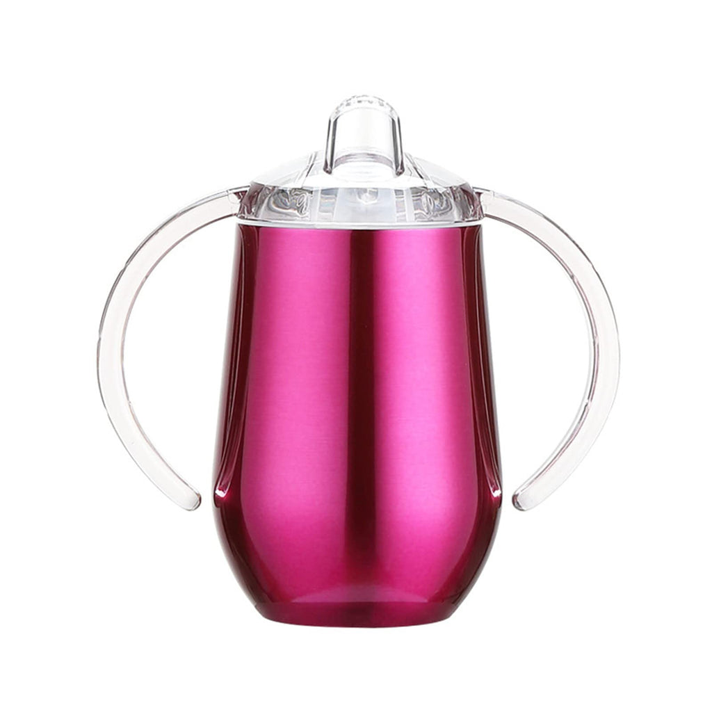 Buumin Stainless Steel Straw Sippy Cup with Handles & Silicone Lids10 oz BPA Free Double Wall Vacuum Insulated Sippy Cup Mug Tumbler Toddler Straw Cups for boys and girls Non-Spill Sippy Cups